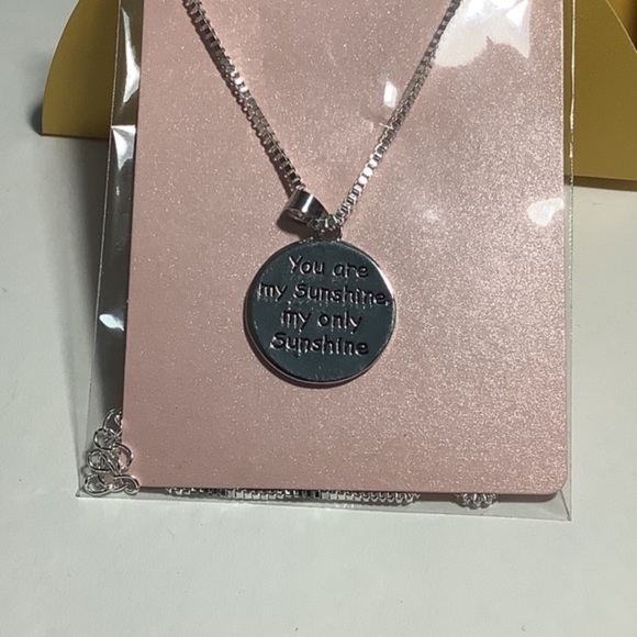 You are My Sunshine My only Sunshine Women’s Smile face Necklace Sliver Tone - Picture 9 of 11
